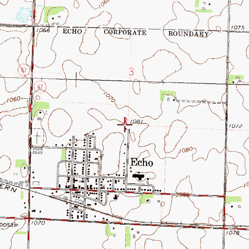 Topographic Map of City of Echo, MN