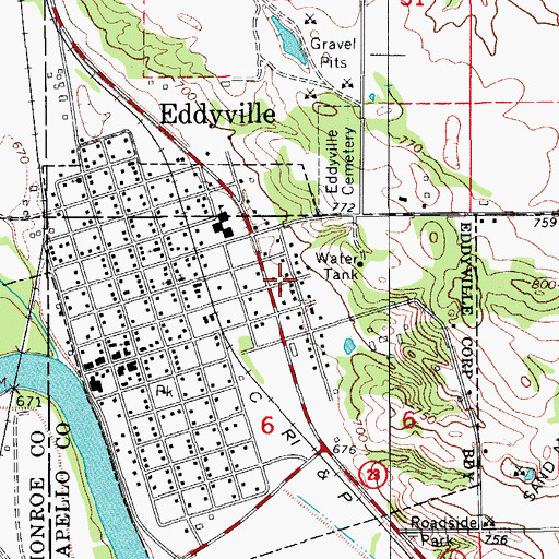 Topographic Map of City of Eddyville, IA
