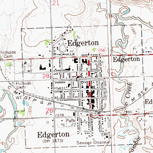 Topographic Map of City of Edgerton, MN