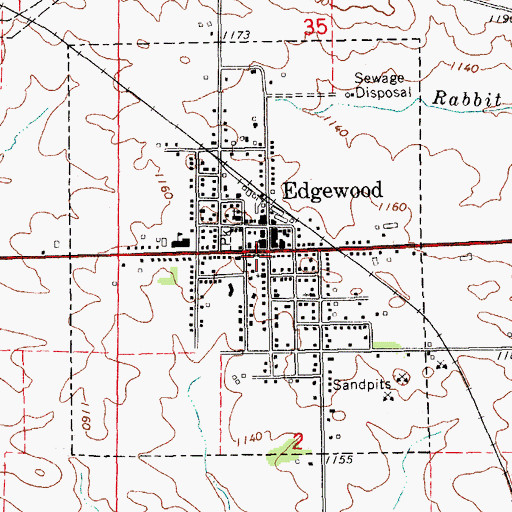 Topographic Map of City of Edgewood, IA