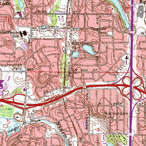 Topographic Map of City of Edina, MN