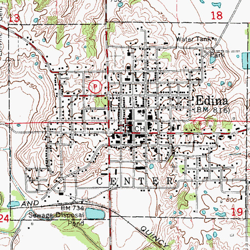 Topographic Map of City of Edina, MO