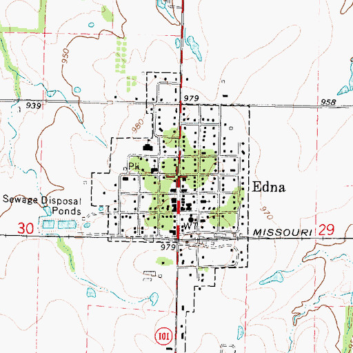 Topographic Map of City of Edna, KS