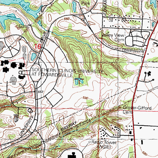 Topographic Map of City of Edwardsville, IL