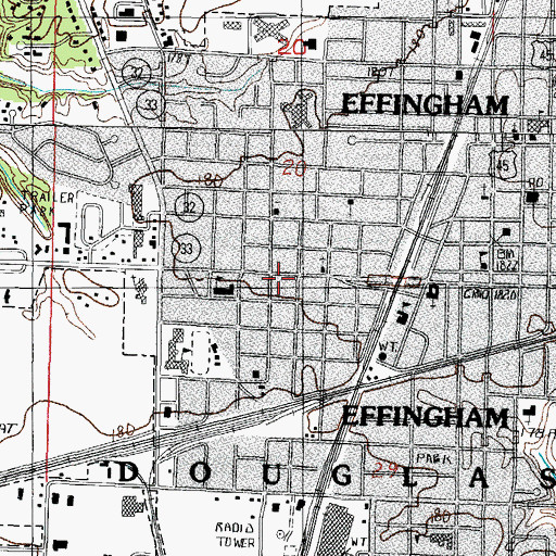 Topographic Map of City of Effingham, IL
