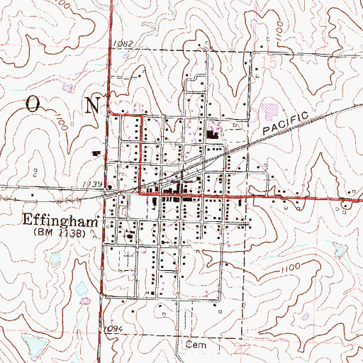 Topographic Map of City of Effingham, KS