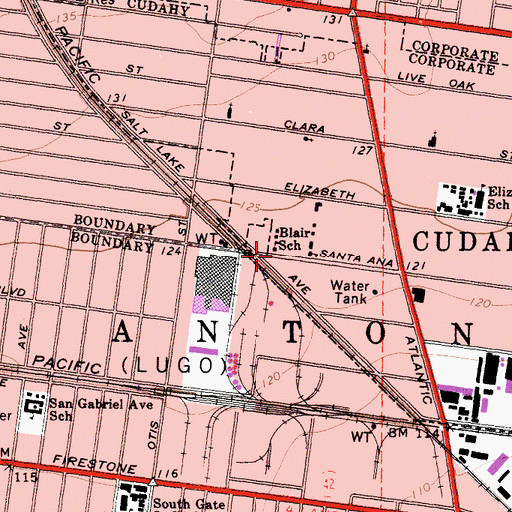 Topographic Map of Blair School, CA