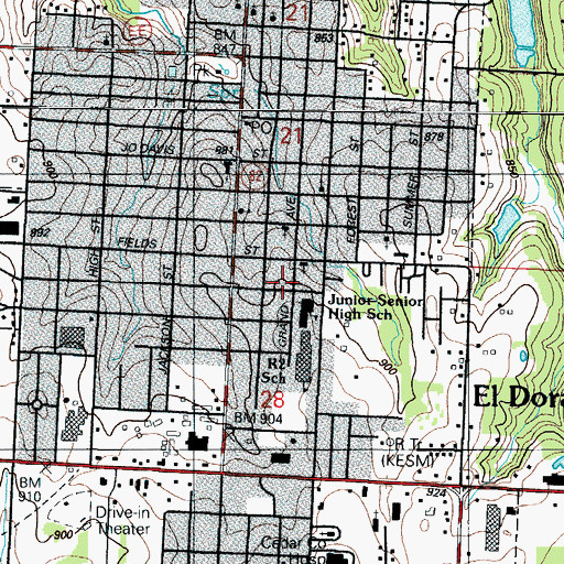 Topographic Map of City of El Dorado Springs, MO