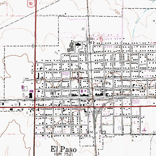 Topographic Map of City of El Paso, IL