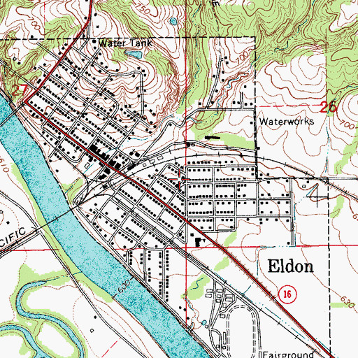 Topographic Map of City of Eldon, IA