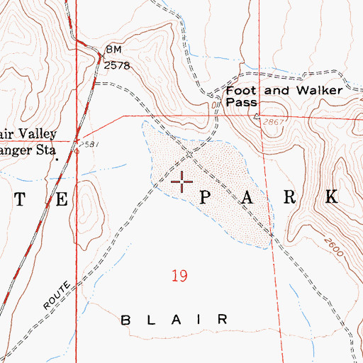 Topographic Map of Blair Valley, CA