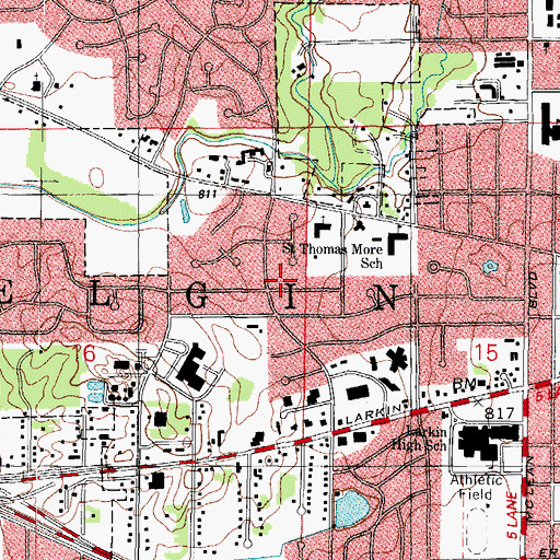 Topographic Map of City of Elgin, IL