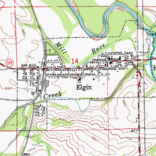 Topographic Map of City of Elgin, IA