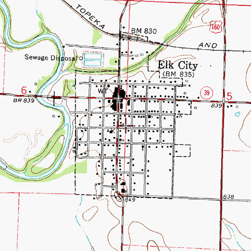 Topographic Map of City of Elk City, KS