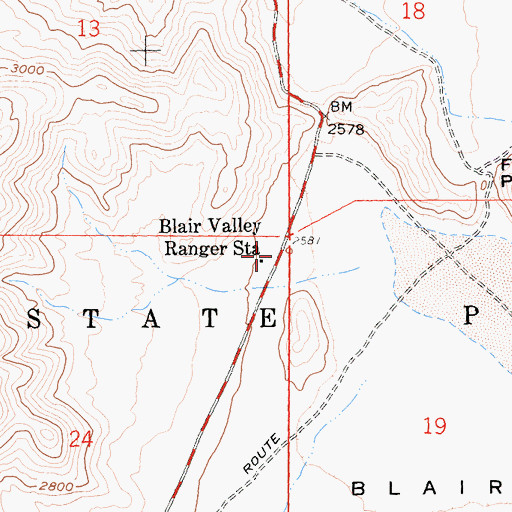 Topographic Map of Blair Valley Ranger Station, CA