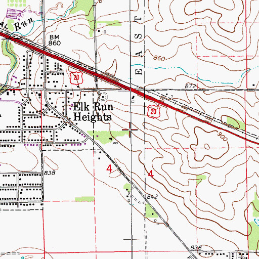 Topographic Map of City of Elk Run Heights, IA