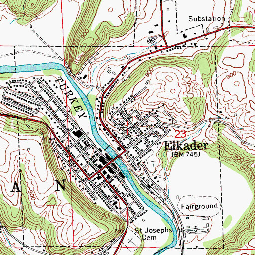 Topographic Map of City of Elkader, IA
