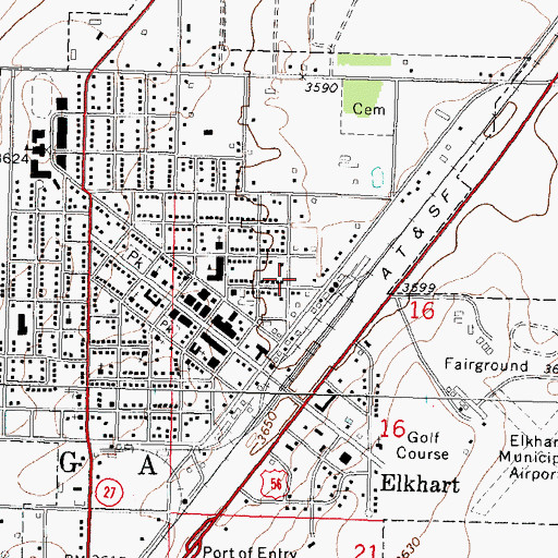 Topographic Map of City of Elkhart, KS