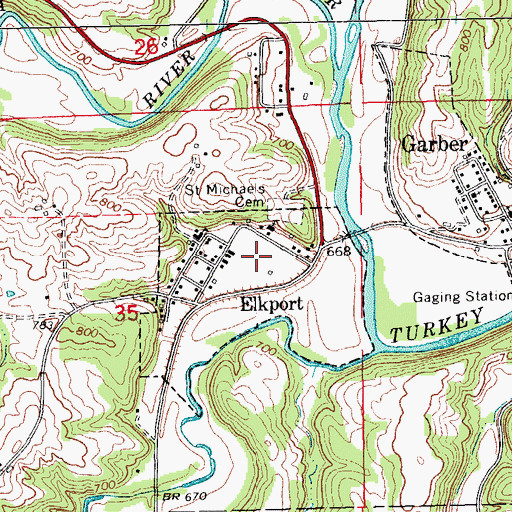 Topographic Map of City of Elkport, IA