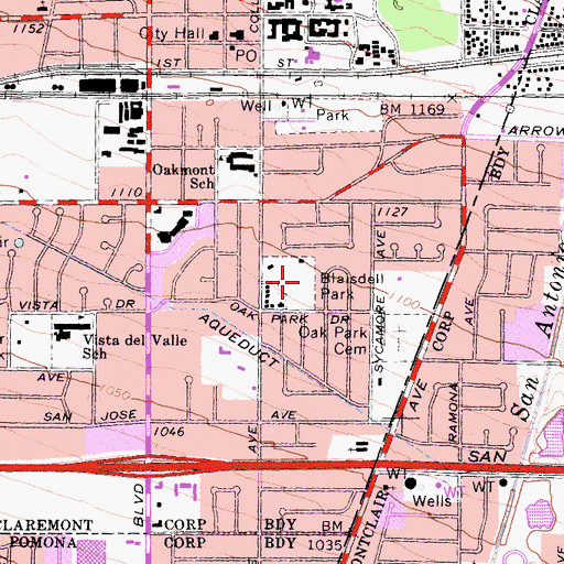 Topographic Map of Blaisdell Park, CA