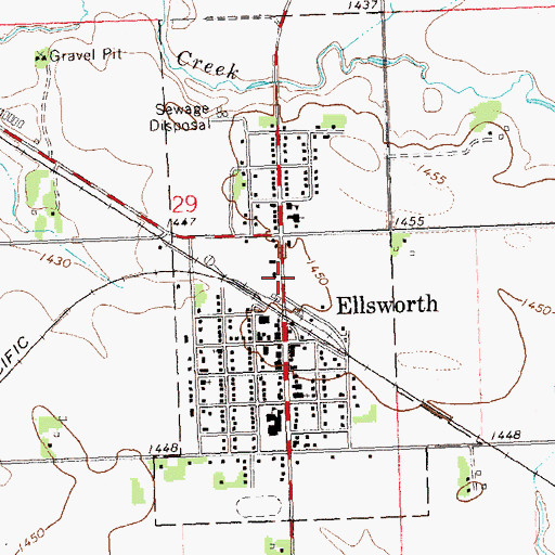 Topographic Map of City of Ellsworth, MN