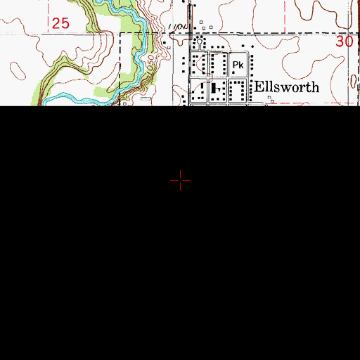 Topographic Map of City of Ellsworth, IA