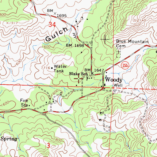 Topographic Map of Blake Elementary School, CA