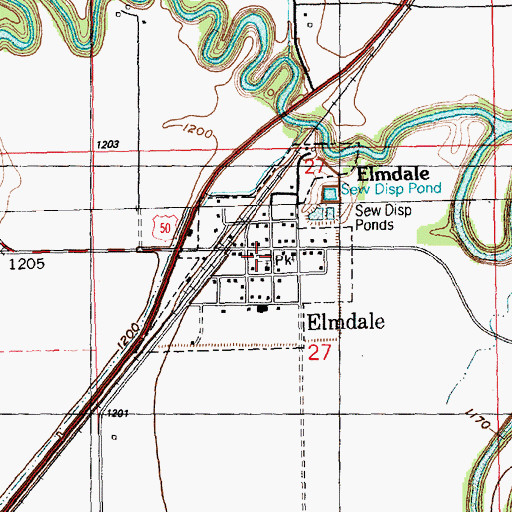 Topographic Map of City of Elmdale, KS