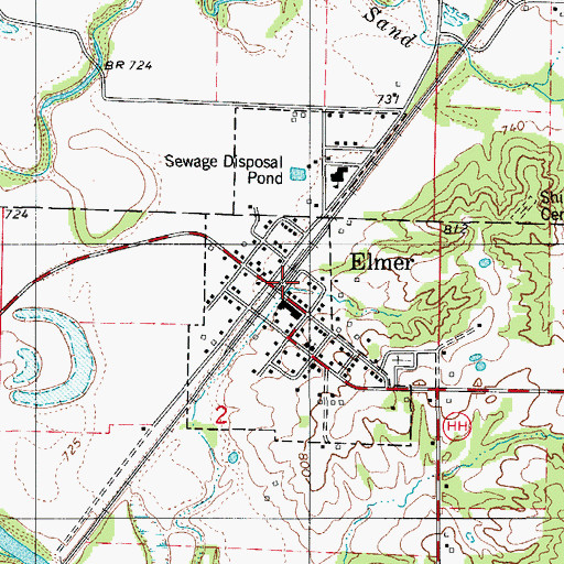 Topographic Map of City of Elmer, MO