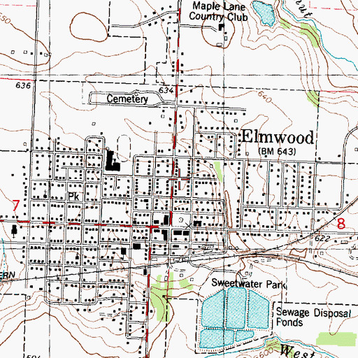 Topographic Map of City of Elmwood, IL