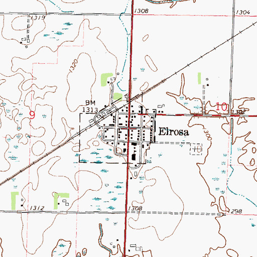 Topographic Map of City of Elrosa, MN