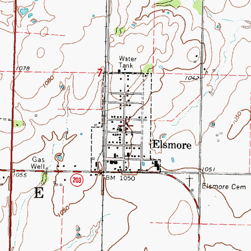 Topographic Map of City of Elsmore, KS