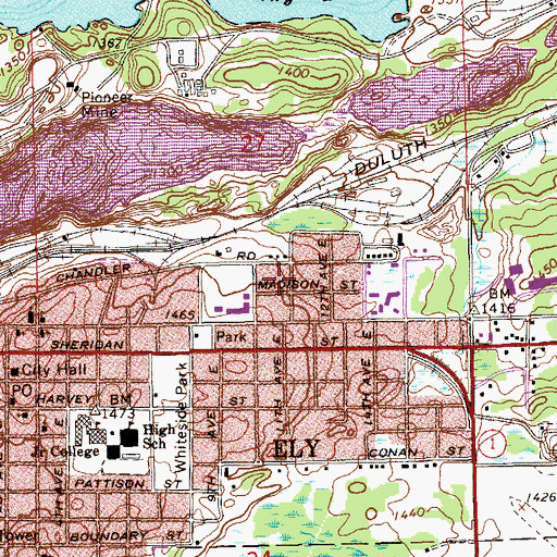 Topographic Map of City of Ely, MN