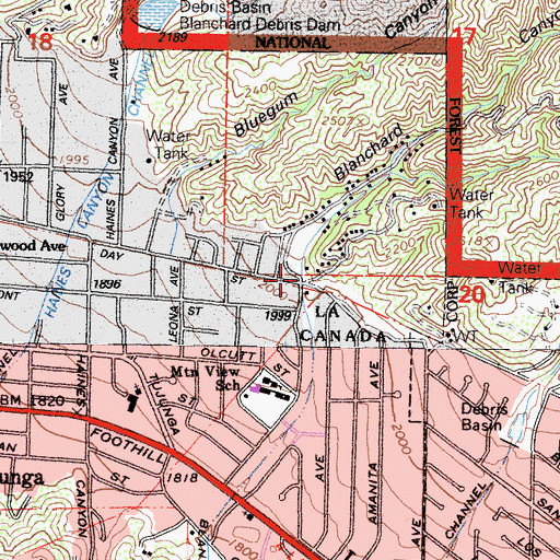 Topographic Map of Blanchard Canyon, CA