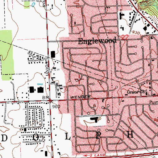 Topographic Map of City of Englewood, OH