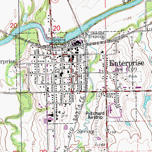 Topographic Map of City of Enterprise, KS