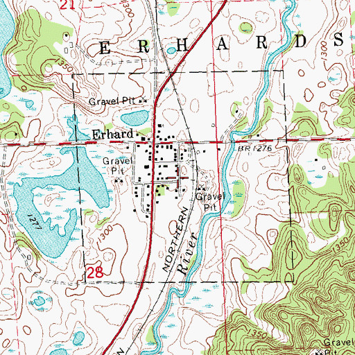Topographic Map of City of Erhard, MN