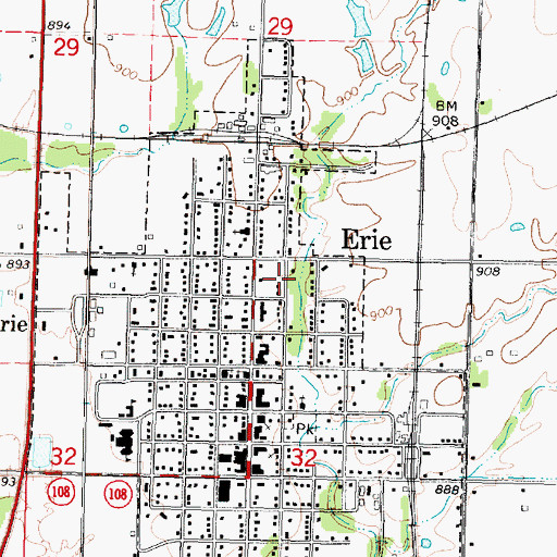 Topographic Map of City of Erie, KS