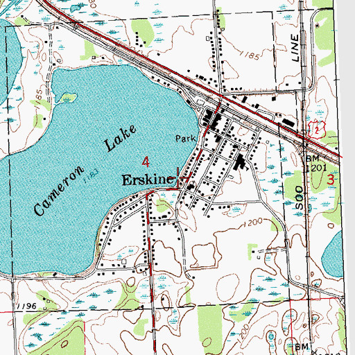 Topographic Map of City of Erskine, MN