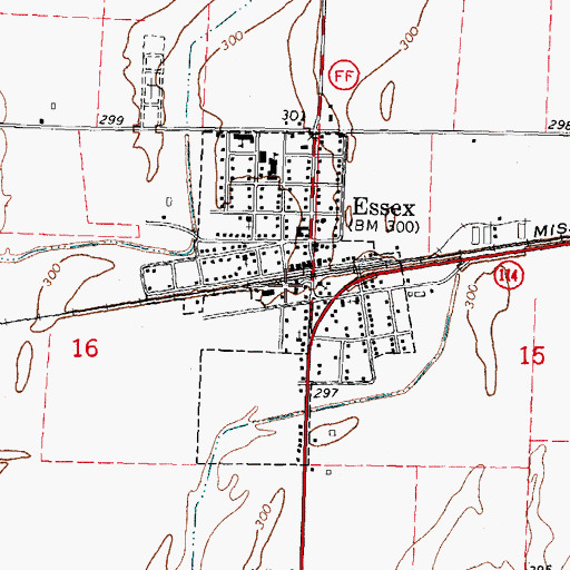 Topographic Map of City of Essex, MO