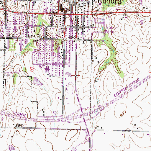 Topographic Map of City of Eudora, KS