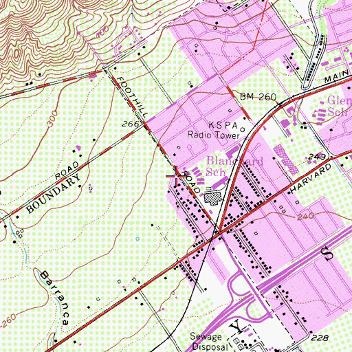 Topographic Map of Blanchard Elementary School, CA