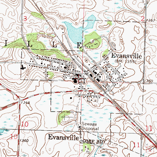 Topographic Map of City of Evansville, MN
