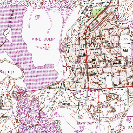 Topographic Map of City of Eveleth, MN