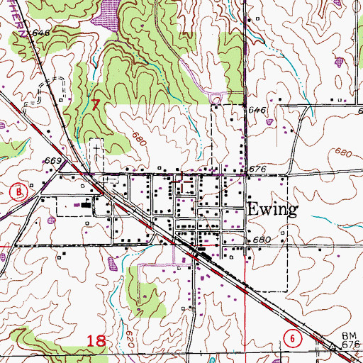 Topographic Map of City of Ewing, MO
