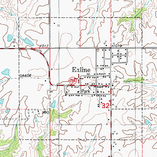 Topographic Map of City of Exline, IA