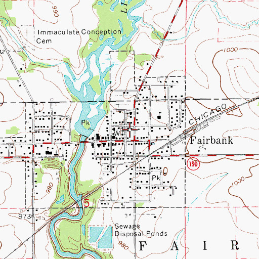 Topographic Map of City of Fairbank, IA