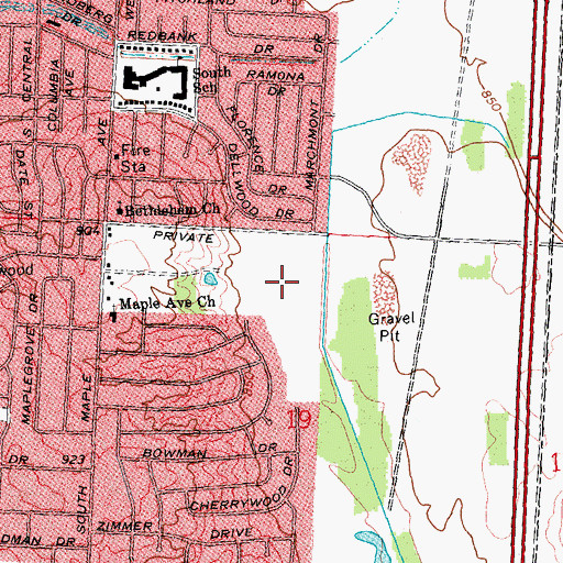 Topographic Map of City of Fairborn, OH