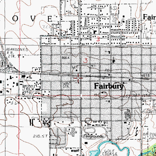 Topographic Map of City of Fairbury, IL