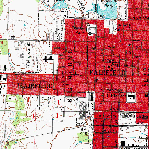 Topographic Map of City of Fairfield, IL